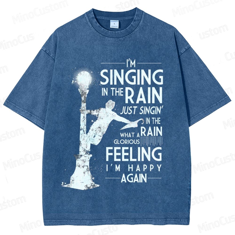 Vintage Washed Singin' in the Rain Graphic Musical Comedy T - shirt