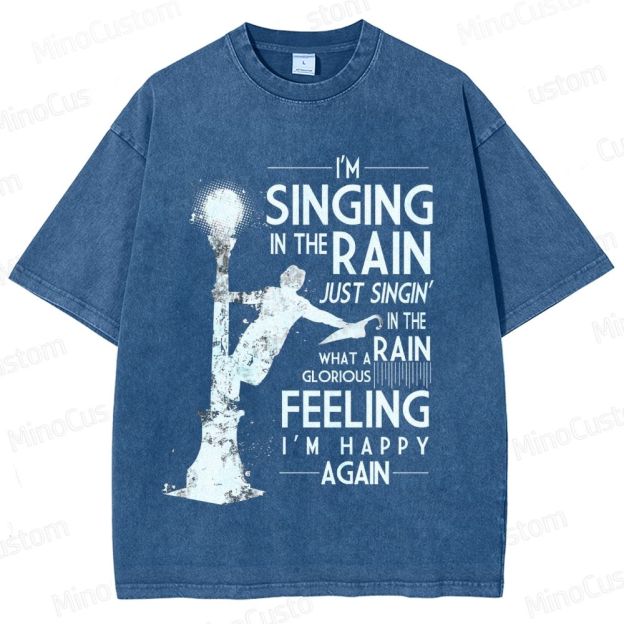 Vintage Washed Singin' in the Rain Graphic Musical Comedy T - shirt