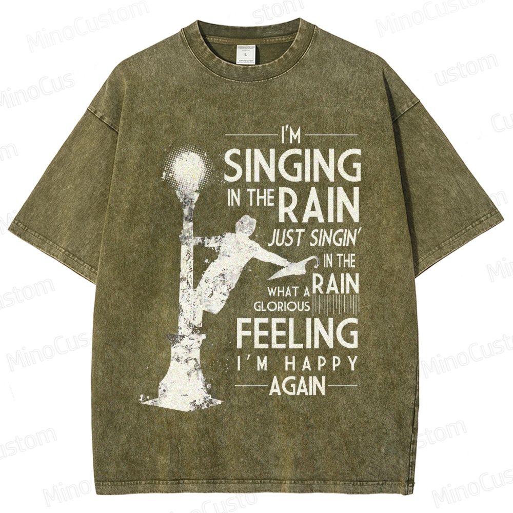 Vintage Washed Singin' in the Rain Graphic Musical Comedy T - shirt
