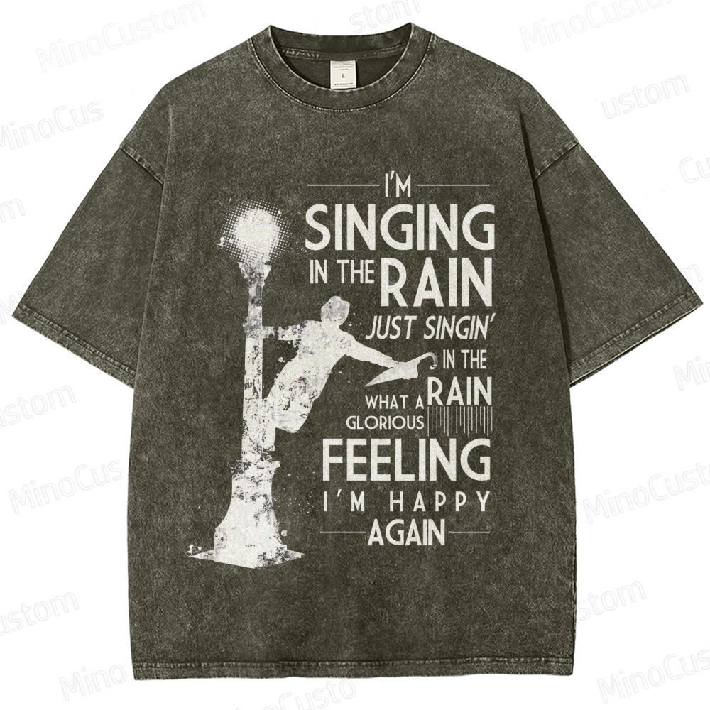 Vintage Washed Singin' in the Rain Graphic Musical Comedy T - shirt