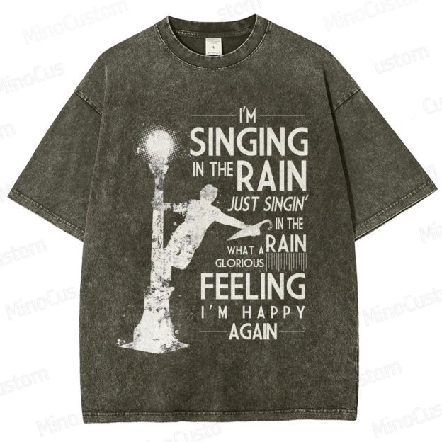 Vintage Washed Singin' in the Rain Graphic Musical Comedy T - shirt