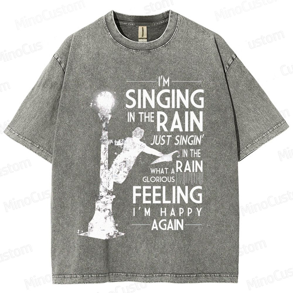 Vintage Washed Singin' in the Rain Graphic Musical Comedy T - shirt