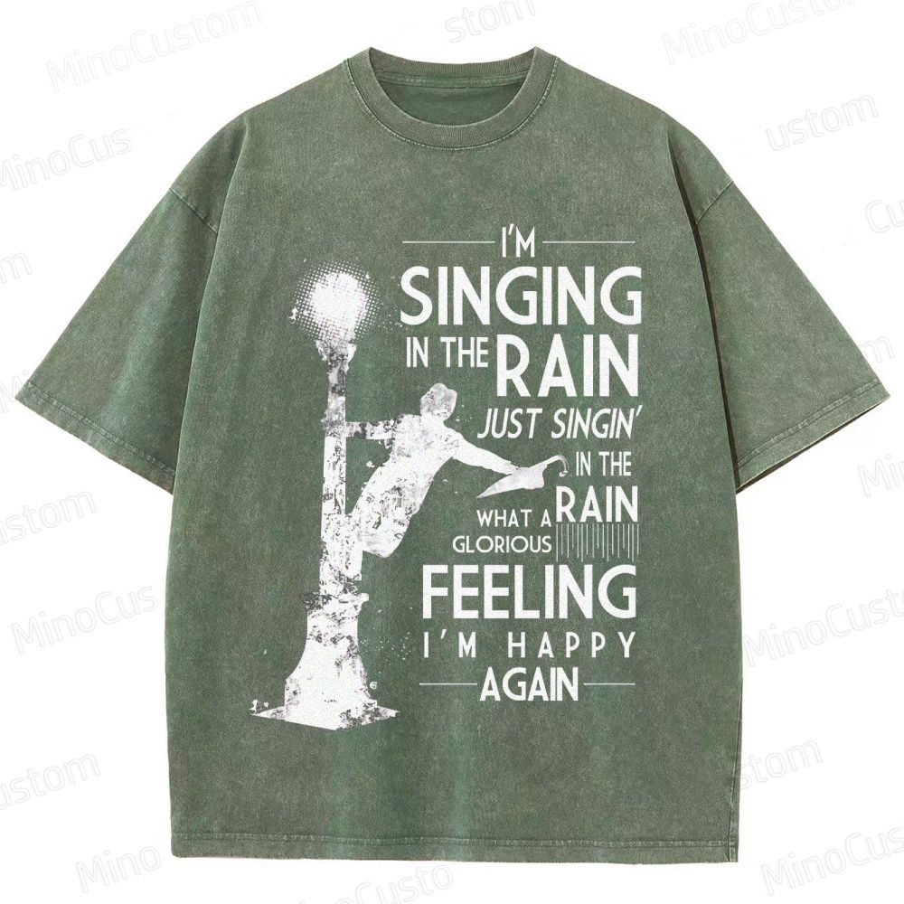 Vintage Washed Singin' in the Rain Graphic Musical Comedy T - shirt
