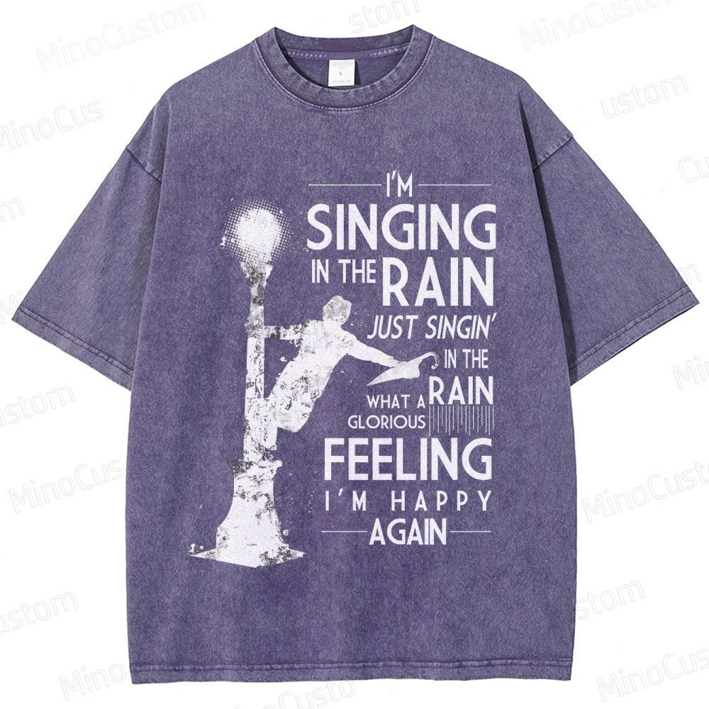Vintage Washed Singin' in the Rain Graphic Musical Comedy T - shirt