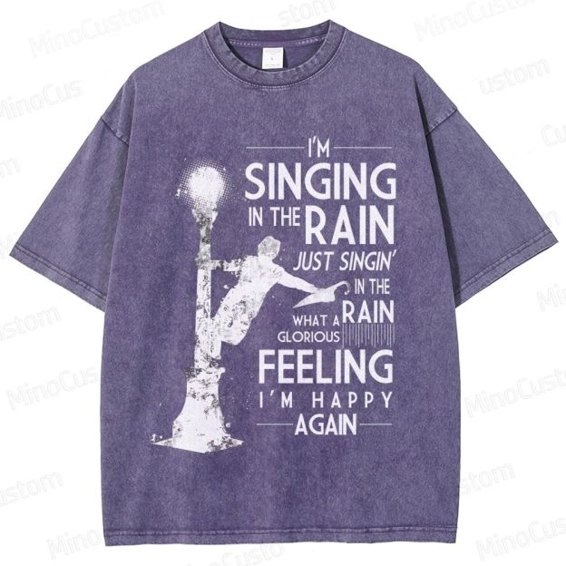 Vintage Washed Singin' in the Rain Graphic Musical Comedy T - shirt