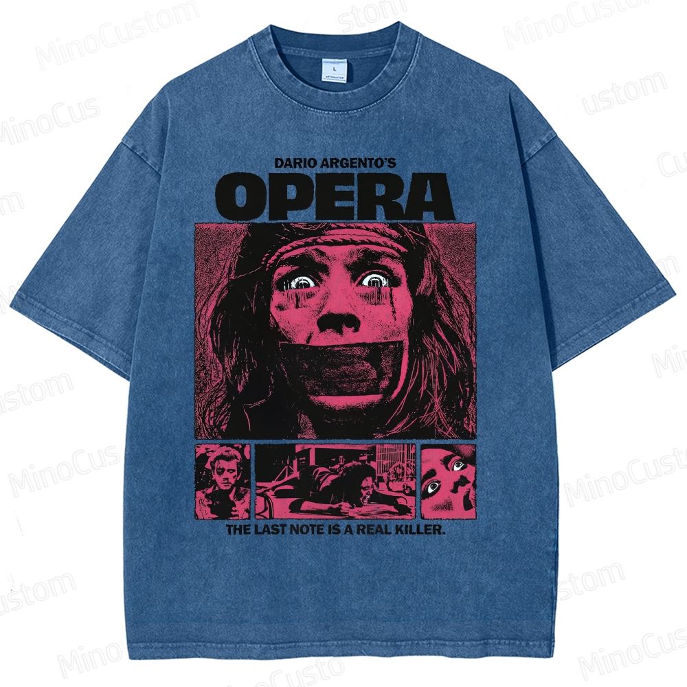 Vintage Washed Opera Graphic Horror T - shirt