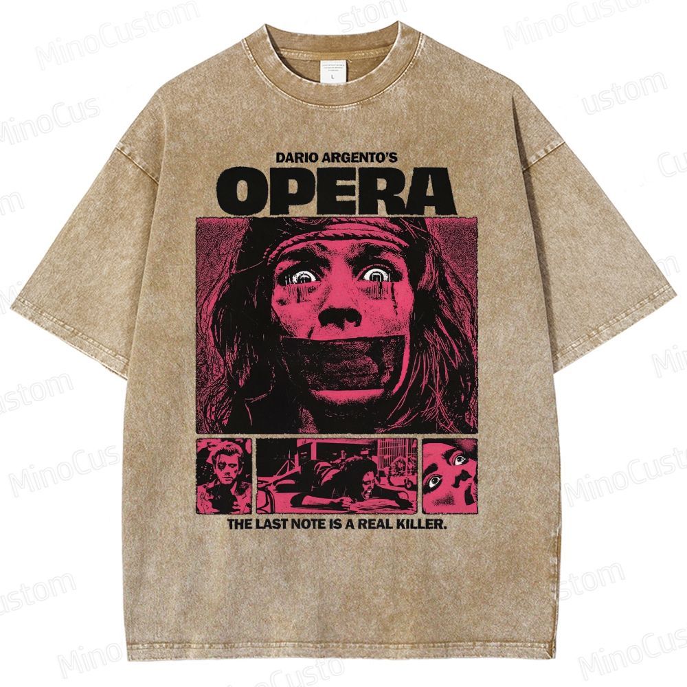 Vintage Washed Opera Graphic Horror T - shirt