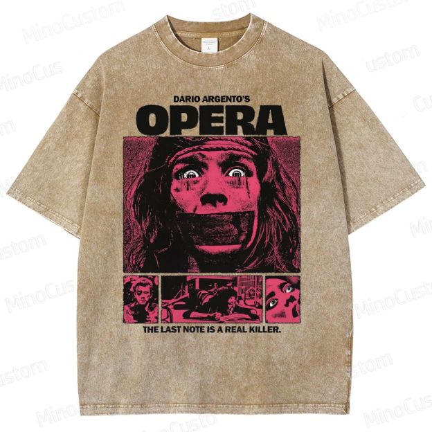 Vintage Washed Opera Graphic Horror T - shirt