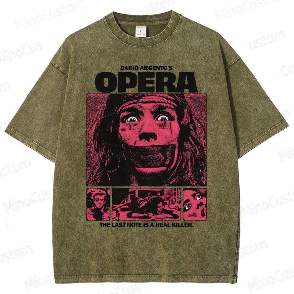 Vintage Washed Opera Graphic Horror T - shirt