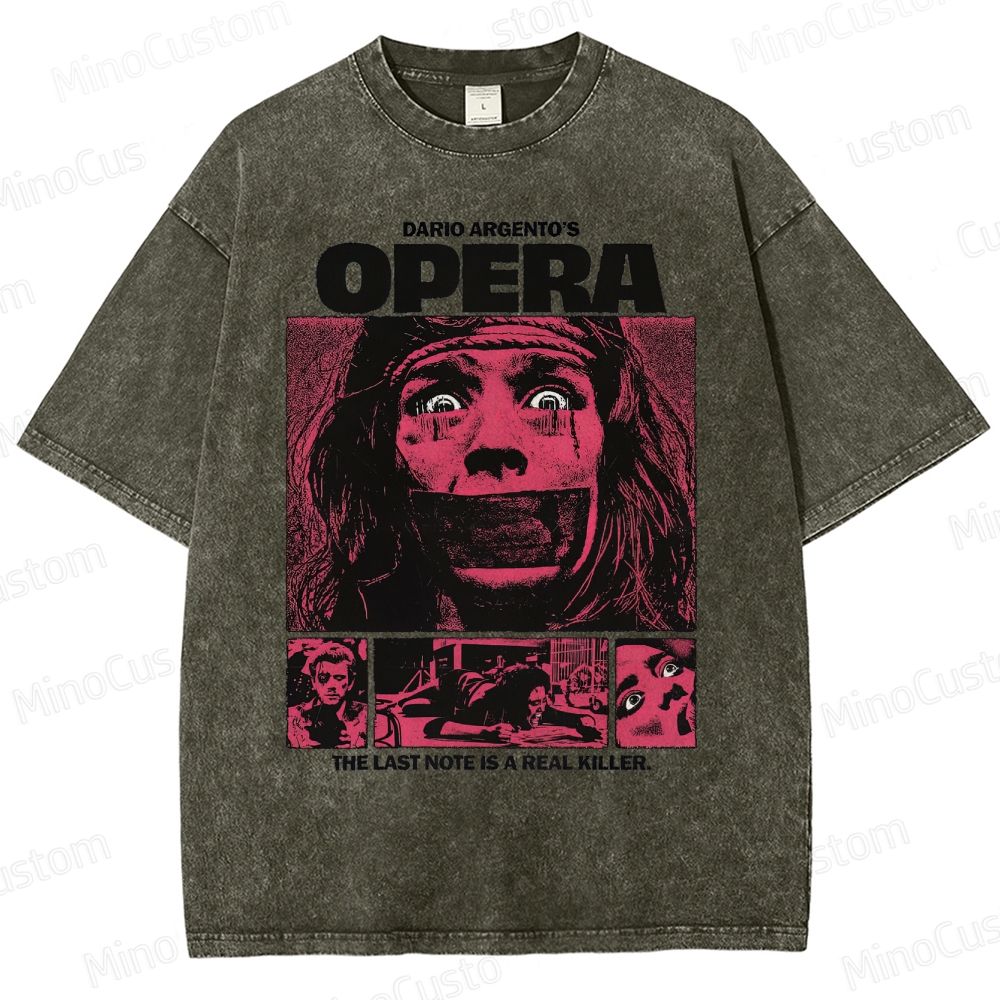 Vintage Washed Opera Graphic Horror T - shirt