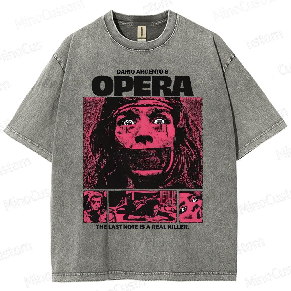 Vintage Washed Opera Graphic Horror T - shirt