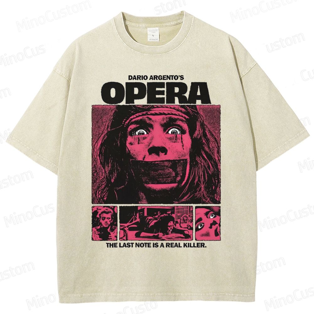 Vintage Washed Opera Graphic Horror T - shirt