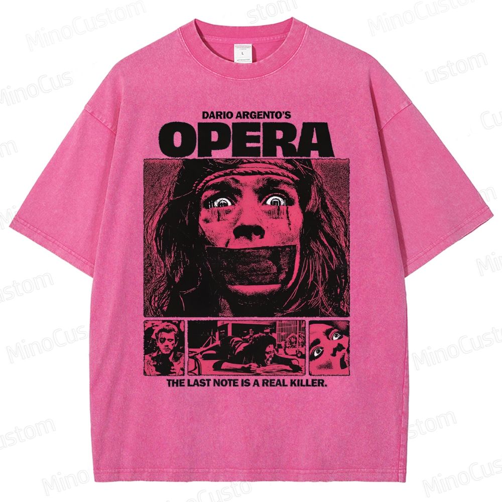 Vintage Washed Opera Graphic Horror T - shirt