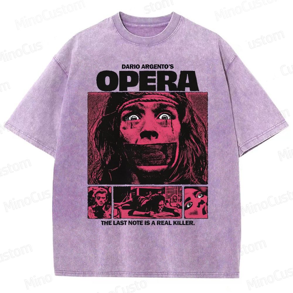 Vintage Washed Opera Graphic Horror T - shirt