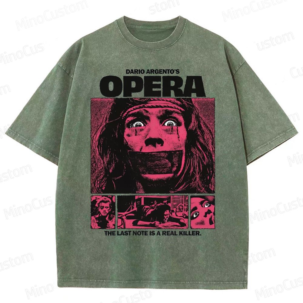 Vintage Washed Opera Graphic Horror T - shirt