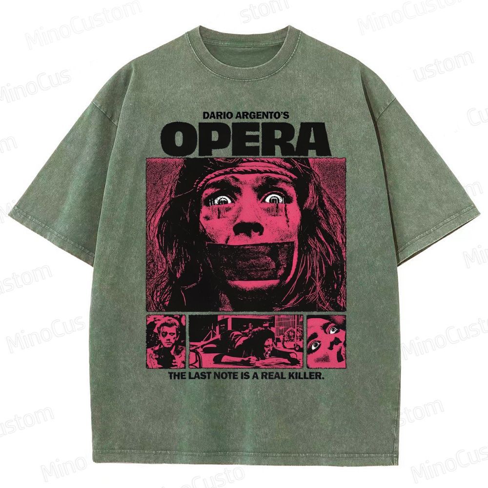 Vintage Washed Opera Graphic Horror T - shirt