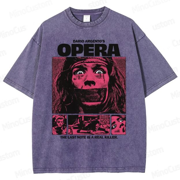 Vintage Washed Opera Graphic Horror T - shirt