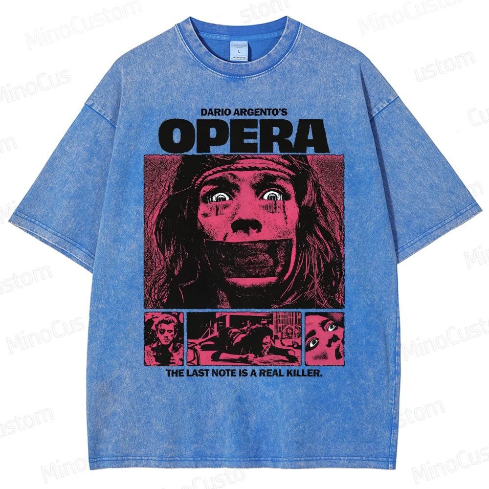 Vintage Washed Opera Graphic Horror T - shirt