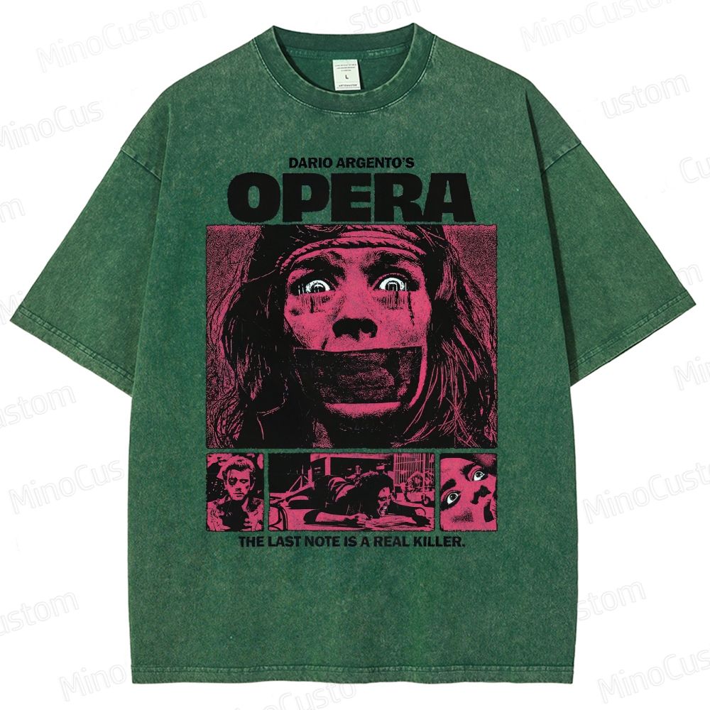Vintage Washed Opera Graphic Horror T - shirt