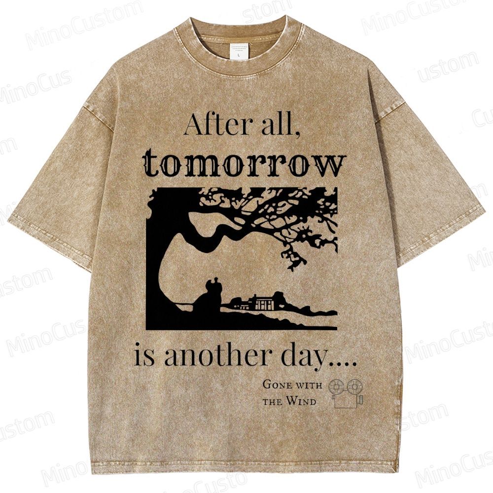 Vintage Washed Gone with the Wind Quote Graphic Romance Drama T - shirt