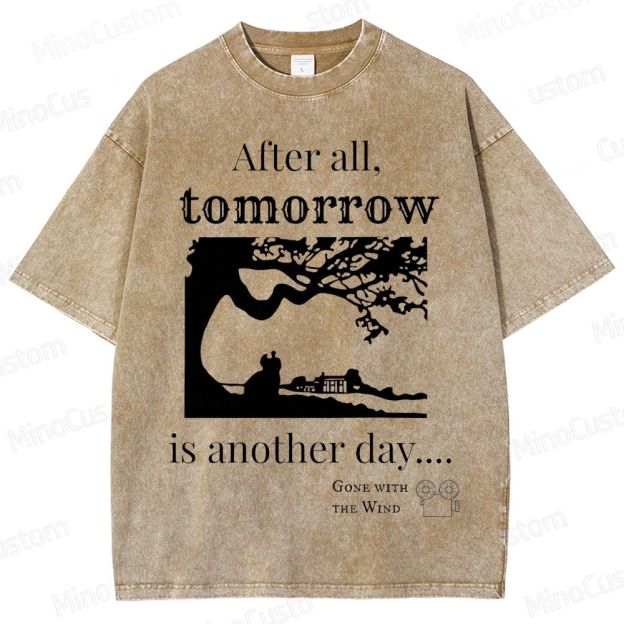 Vintage Washed Gone with the Wind Quote Graphic Romance Drama T - shirt