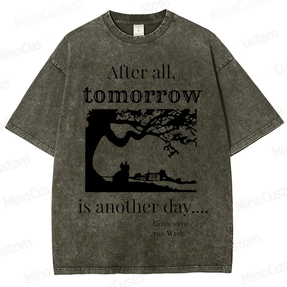 Vintage Washed Gone with the Wind Quote Graphic Romance Drama T - shirt