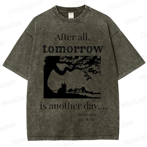 Vintage Washed Gone with the Wind Quote Graphic Romance Drama T - shirt