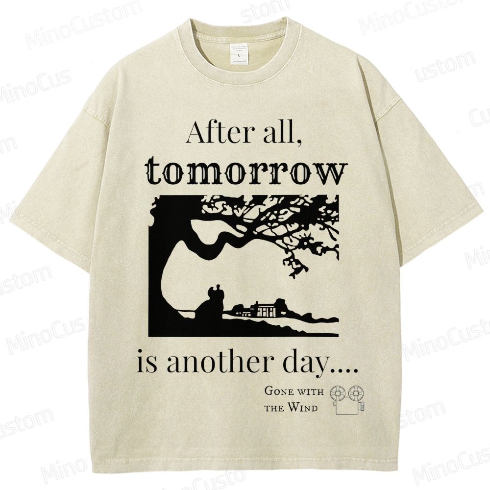 Vintage Washed Gone with the Wind Quote Graphic Romance Drama T - shirt