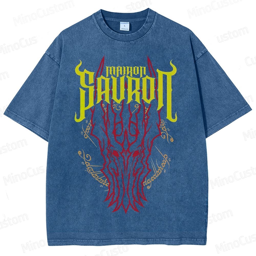 Vintage Washed Mairon Sauron Graphic Fantasy T - shirt