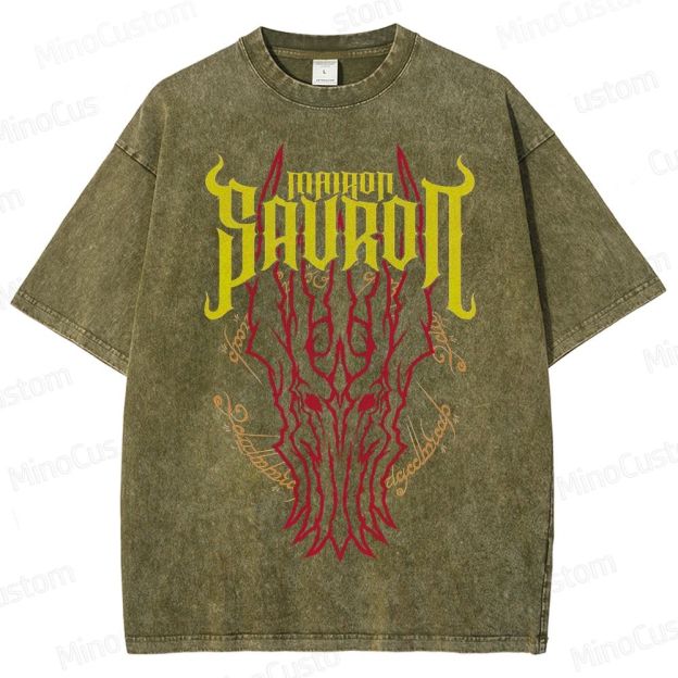 Vintage Washed Mairon Sauron Graphic Fantasy T - shirt