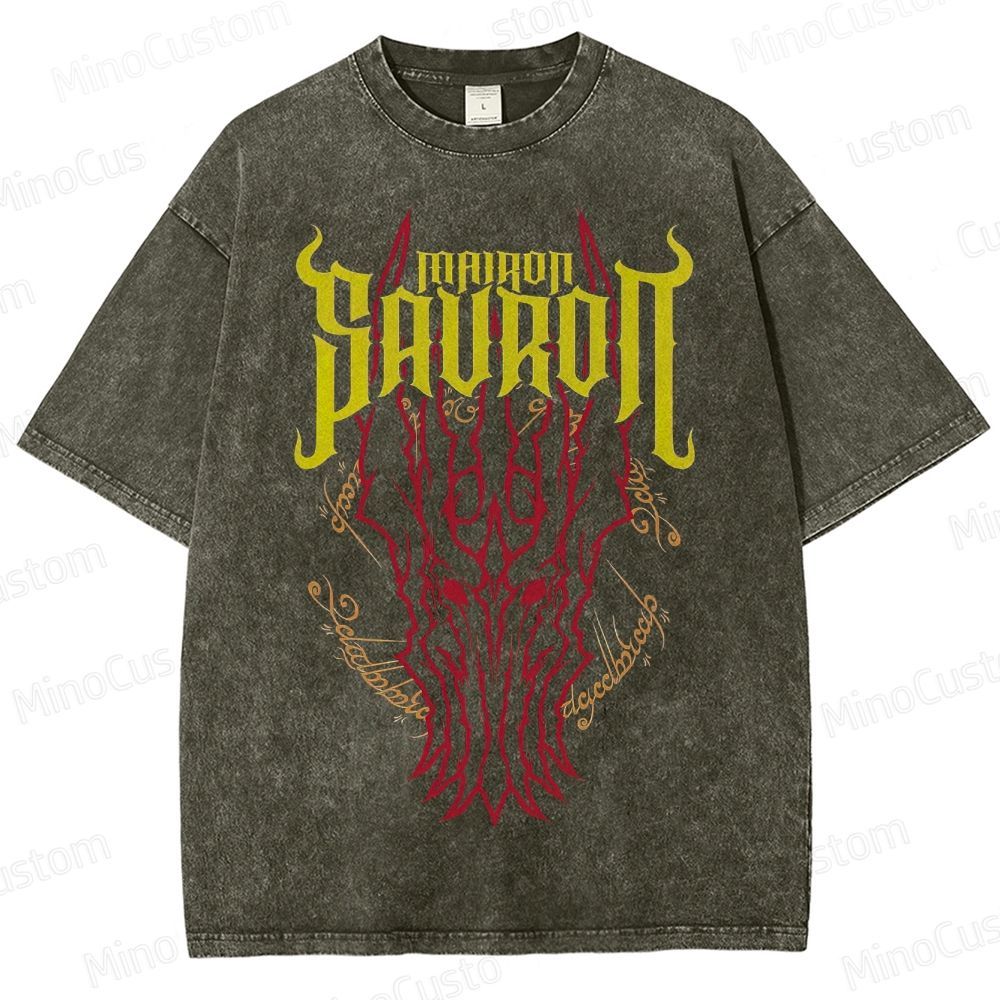 Vintage Washed Mairon Sauron Graphic Fantasy T - shirt