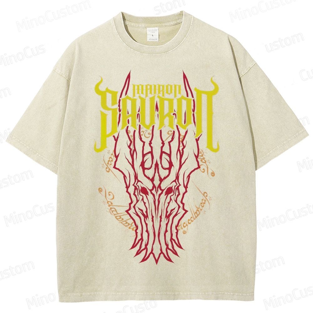 Vintage Washed Mairon Sauron Graphic Fantasy T - shirt