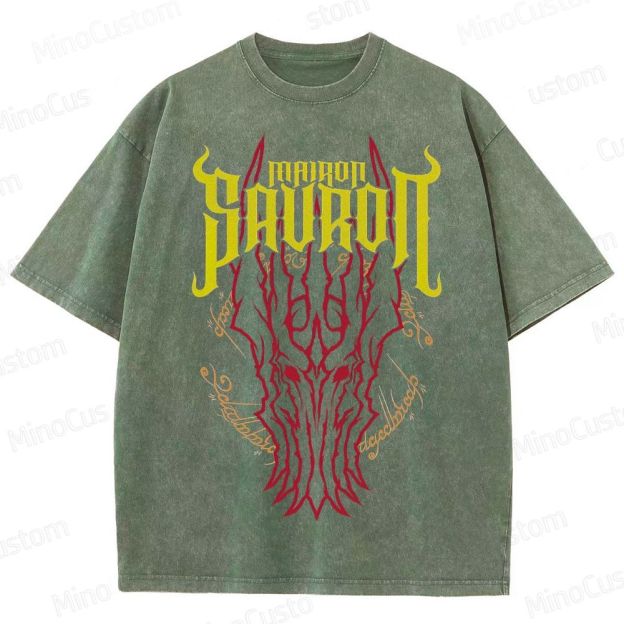 Vintage Washed Mairon Sauron Graphic Fantasy T - shirt