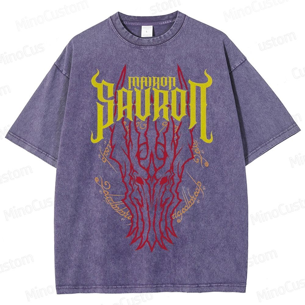 Vintage Washed Mairon Sauron Graphic Fantasy T - shirt