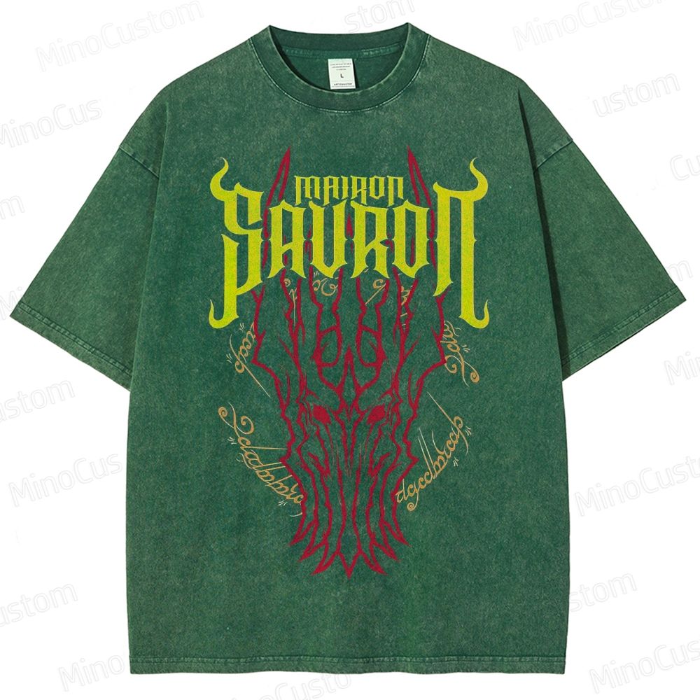 Vintage Washed Mairon Sauron Graphic Fantasy T - shirt