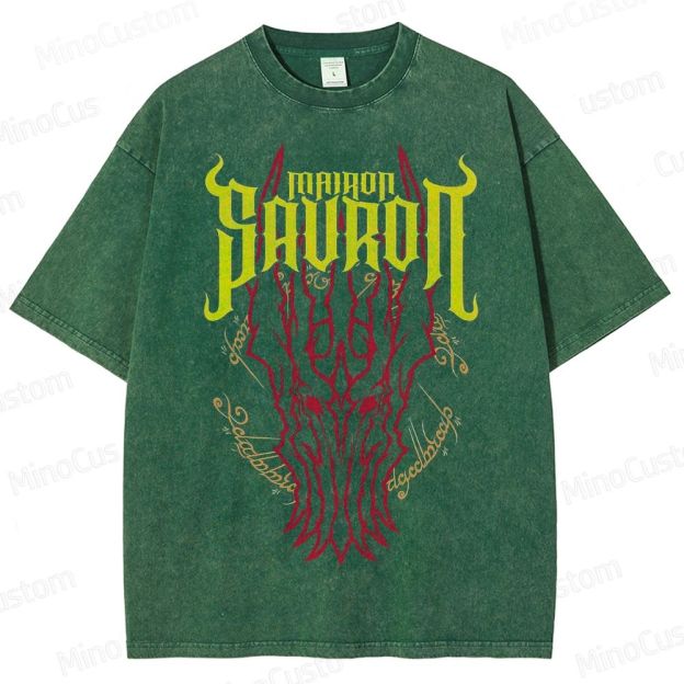 Vintage Washed Mairon Sauron Graphic Fantasy T - shirt