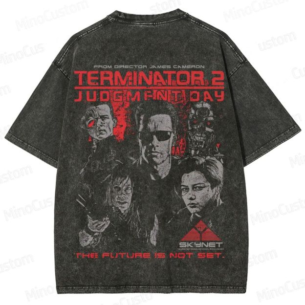 Vintage Washed Terminator 2: Judgment Day Graphic Sci - Fi Action T - shirt