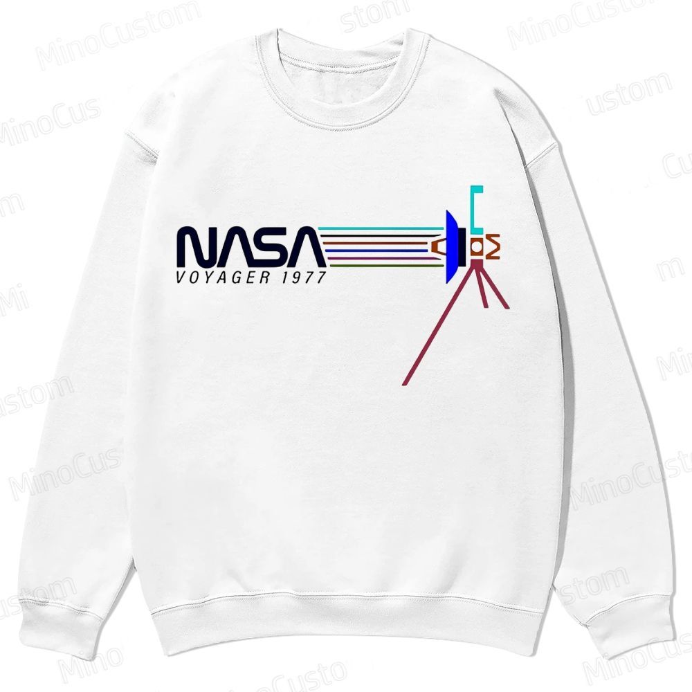 Retro NASA Voyager Spacecraft Casual Crewneck Sweatshirt 