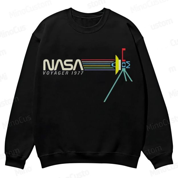 Retro NASA Voyager Spacecraft Casual Crewneck Sweatshirt 