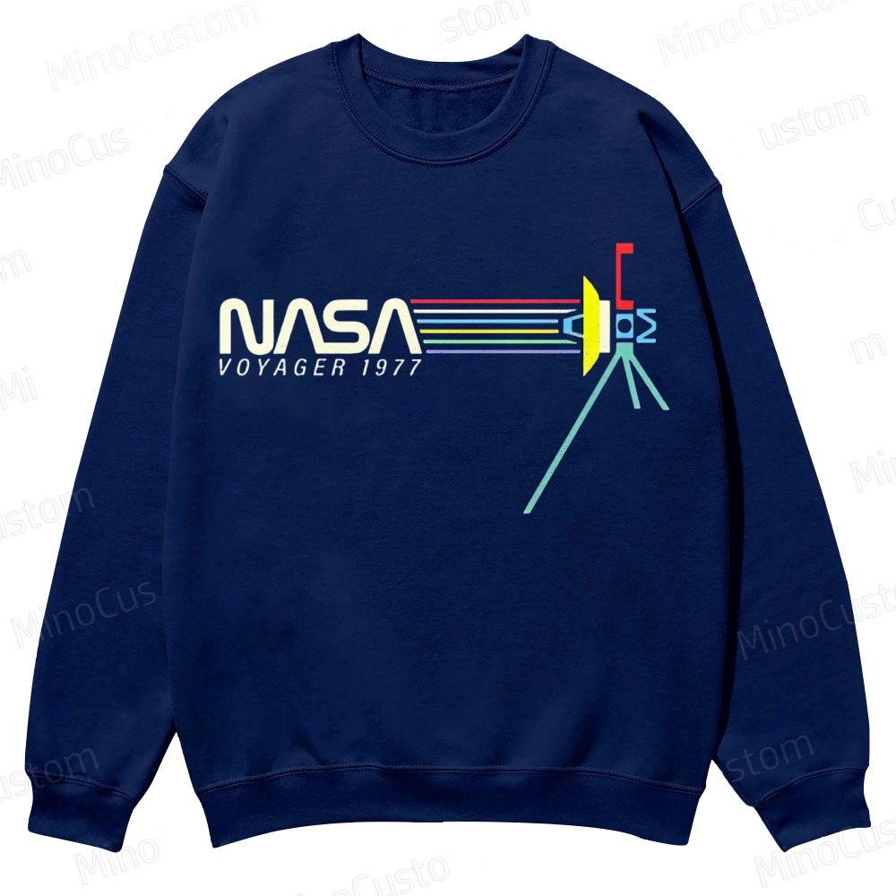 Retro NASA Voyager Spacecraft Casual Crewneck Sweatshirt 