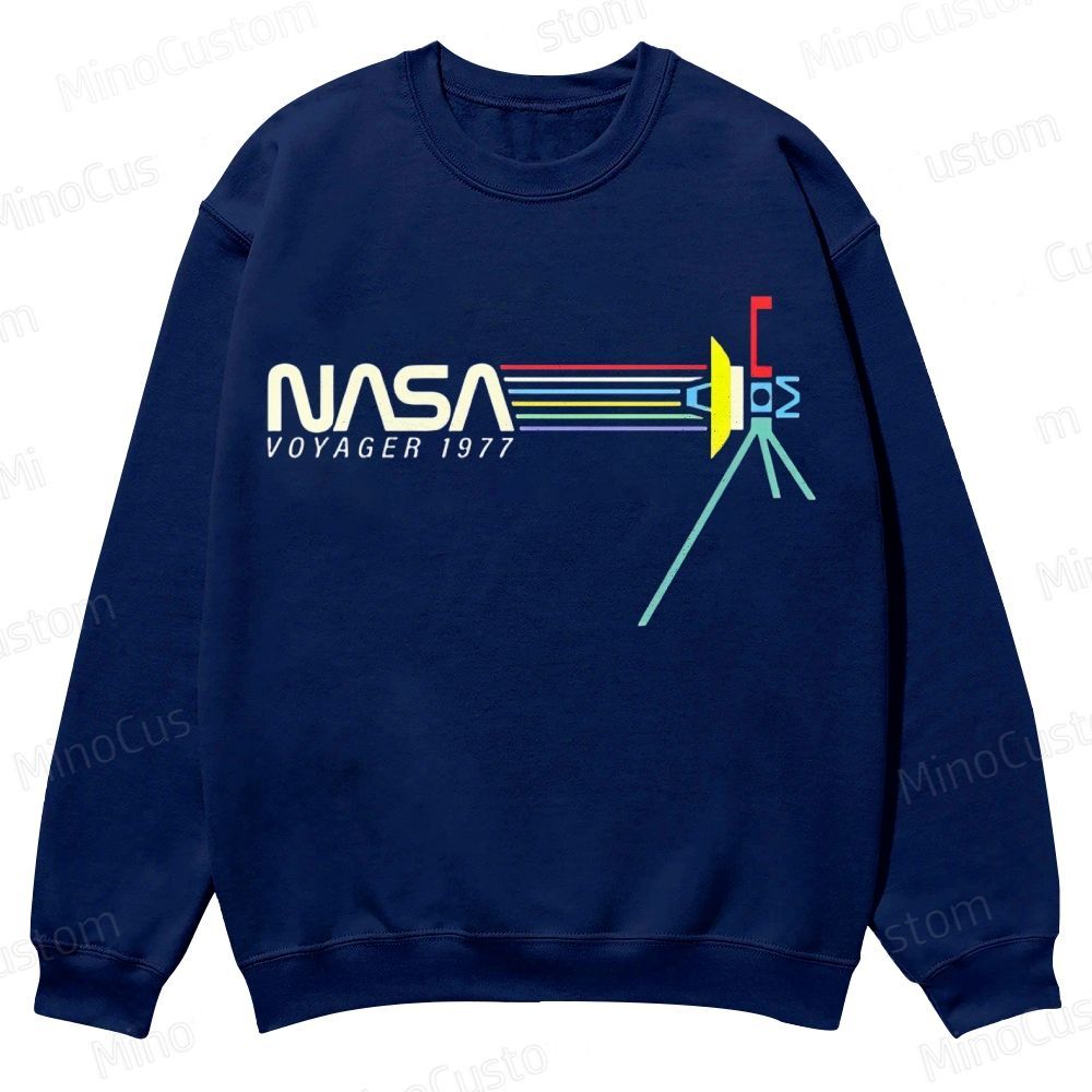 Retro NASA Voyager Spacecraft Casual Crewneck Sweatshirt 
