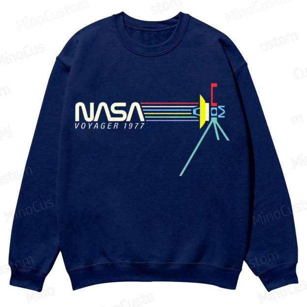 Retro NASA Voyager Spacecraft Casual Crewneck Sweatshirt 