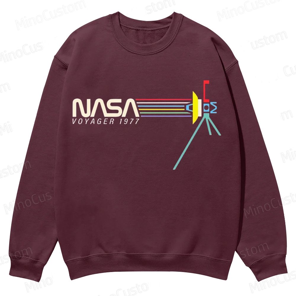 Retro NASA Voyager Spacecraft Casual Crewneck Sweatshirt 
