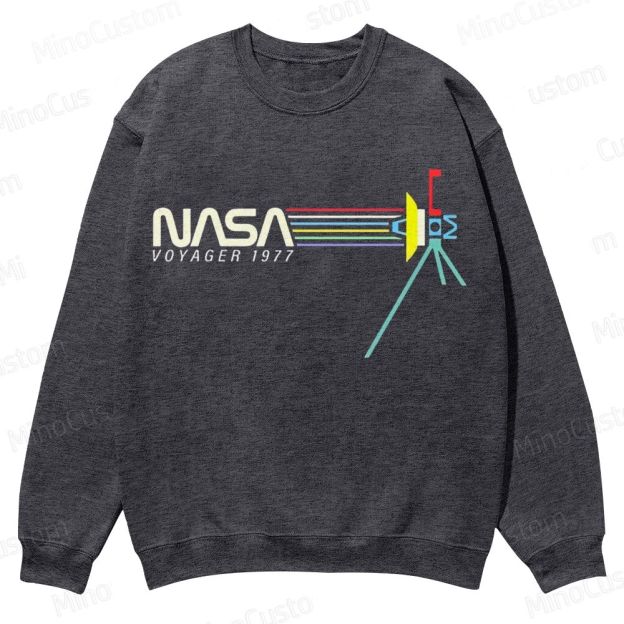Retro NASA Voyager Spacecraft Casual Crewneck Sweatshirt 