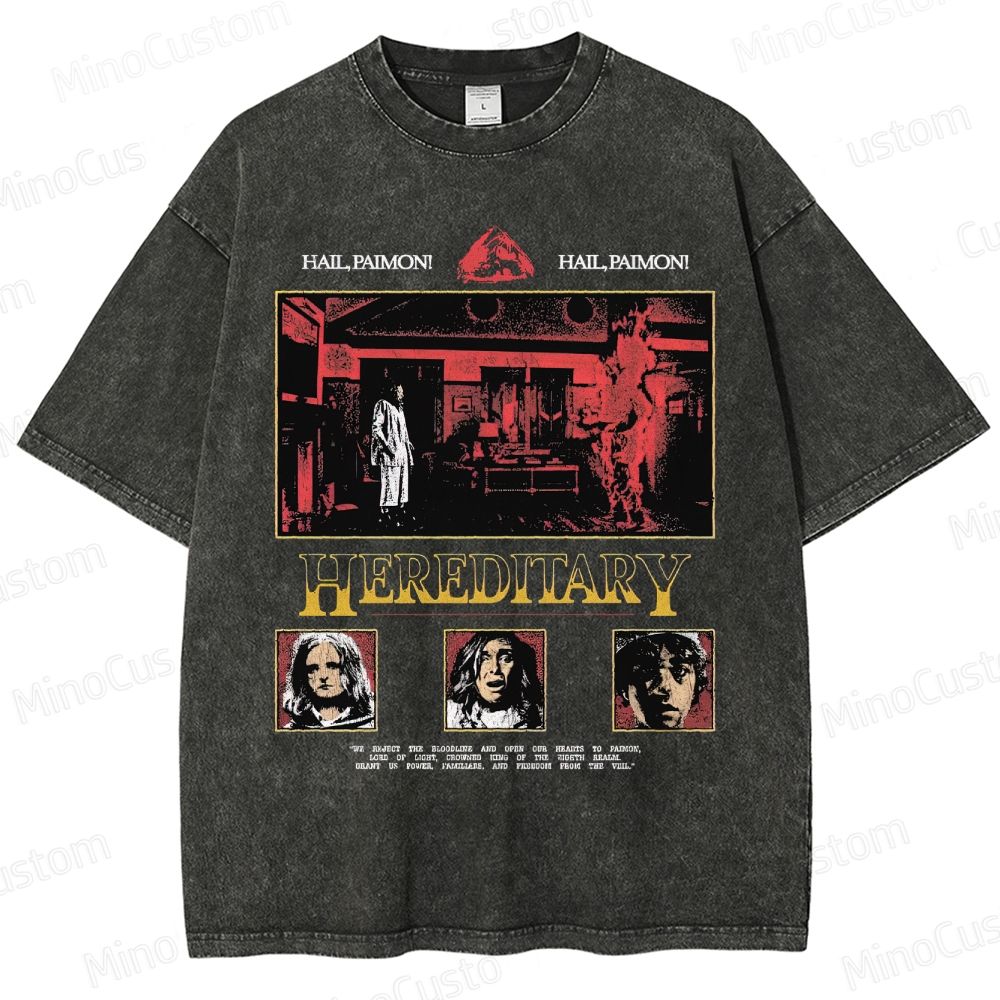 Vintage Washed Hereditary Graphic Psychological Horror T - shirt