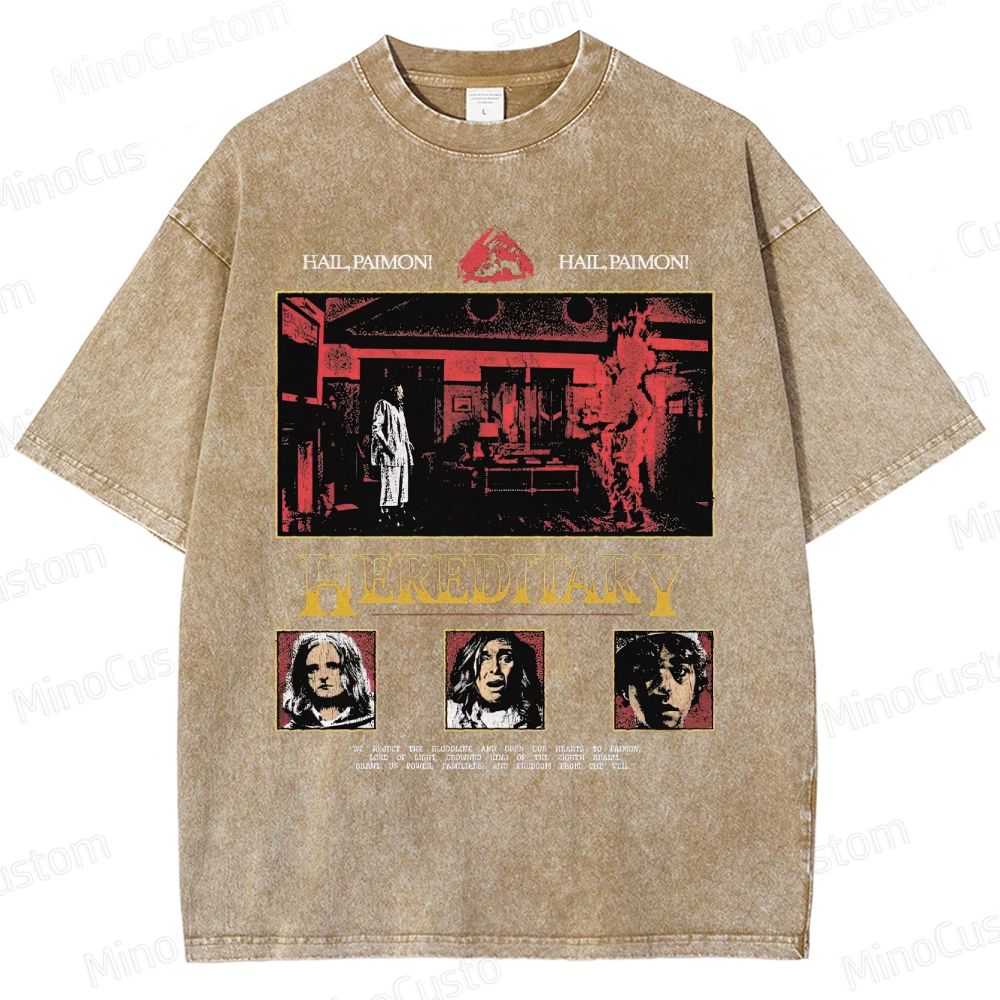 Vintage Washed Hereditary Graphic Psychological Horror T - shirt