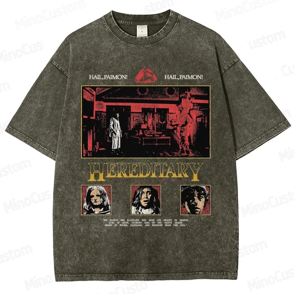 Vintage Washed Hereditary Graphic Psychological Horror T - shirt