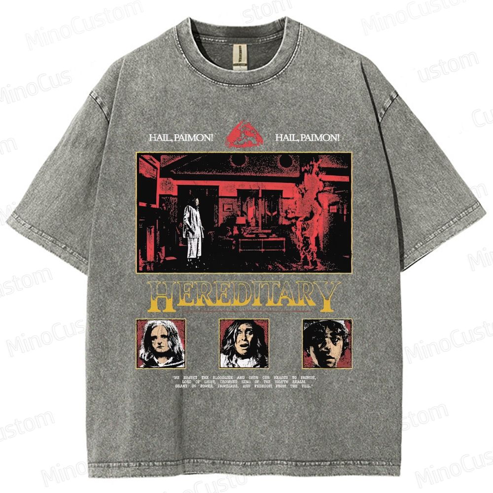 Vintage Washed Hereditary Graphic Psychological Horror T - shirt