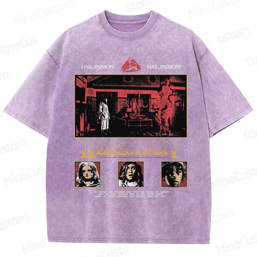 Vintage Washed Hereditary Graphic Psychological Horror T - shirt