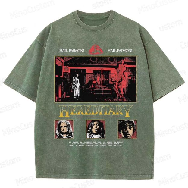 Vintage Washed Hereditary Graphic Psychological Horror T - shirt
